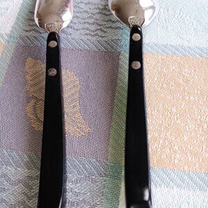 Two Lunt Contrast Sterling Silver Oval & Cheese Spoons-Not Monogramed